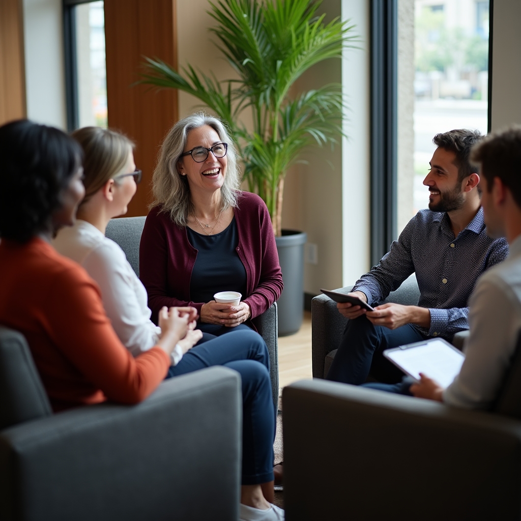 Diverse group of first-time participants engaged in collaborative learning discussion