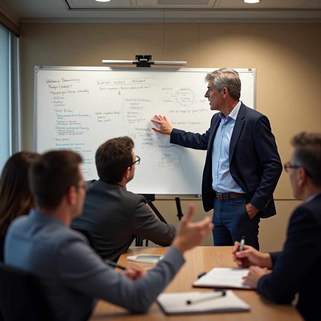 Experienced facilitator guiding peer discussion while maintaining neutrality and independence